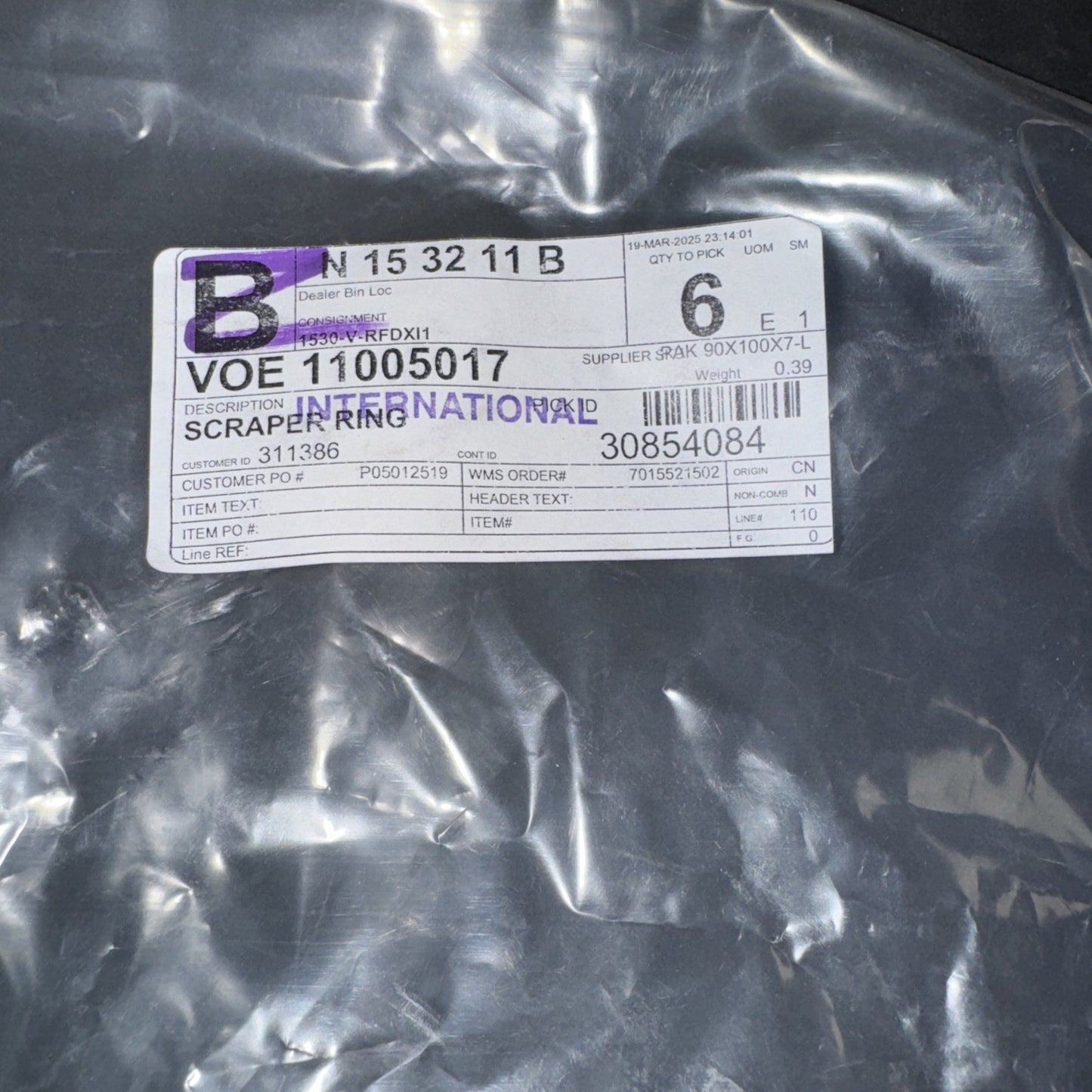 Volvo VOE 11005017 Sealing Ring 6 Pack