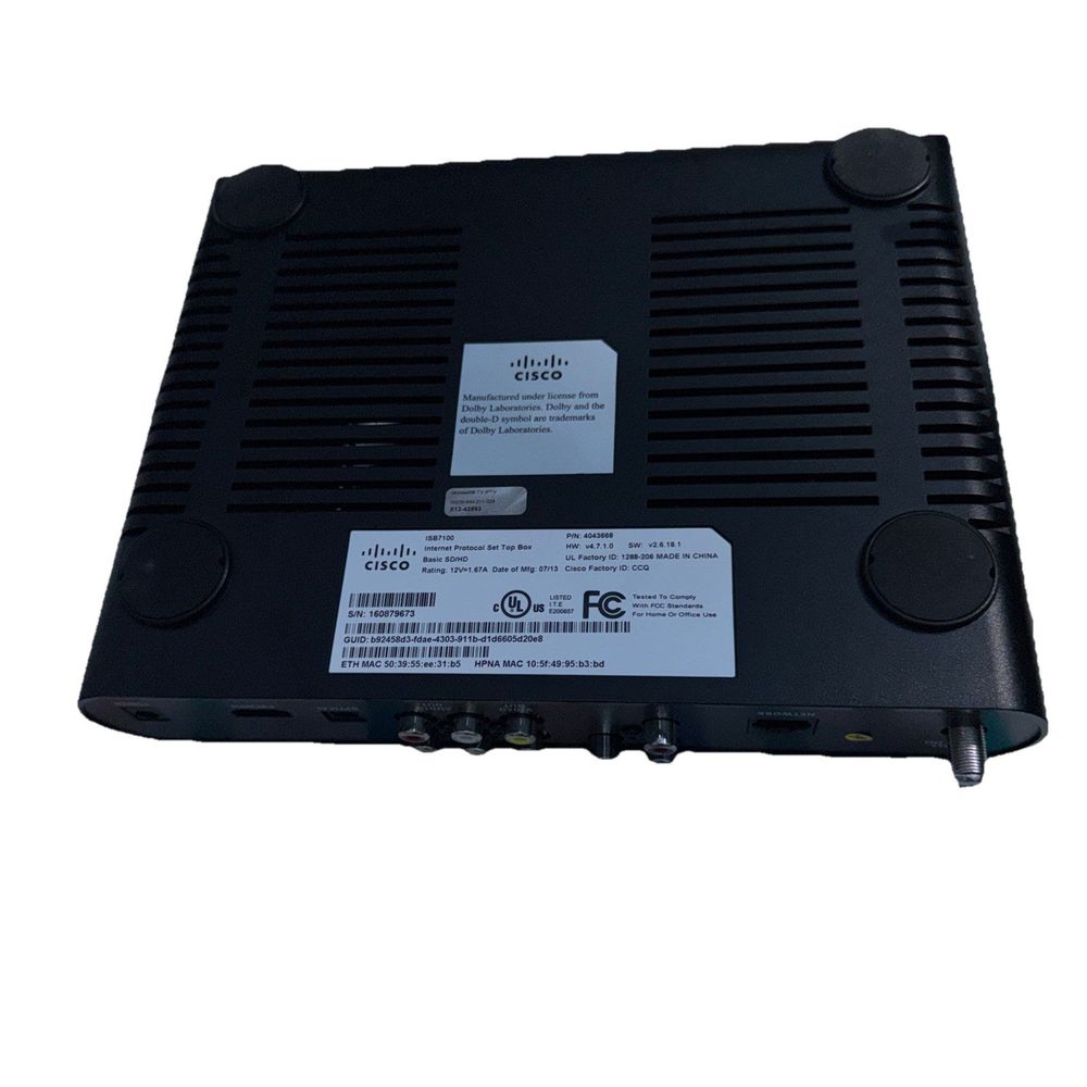 Cisco ISB7100 Internet Protocol Set top Box Streamer No Cables/Controller – a black and white photo of a black and white photo of a black a…