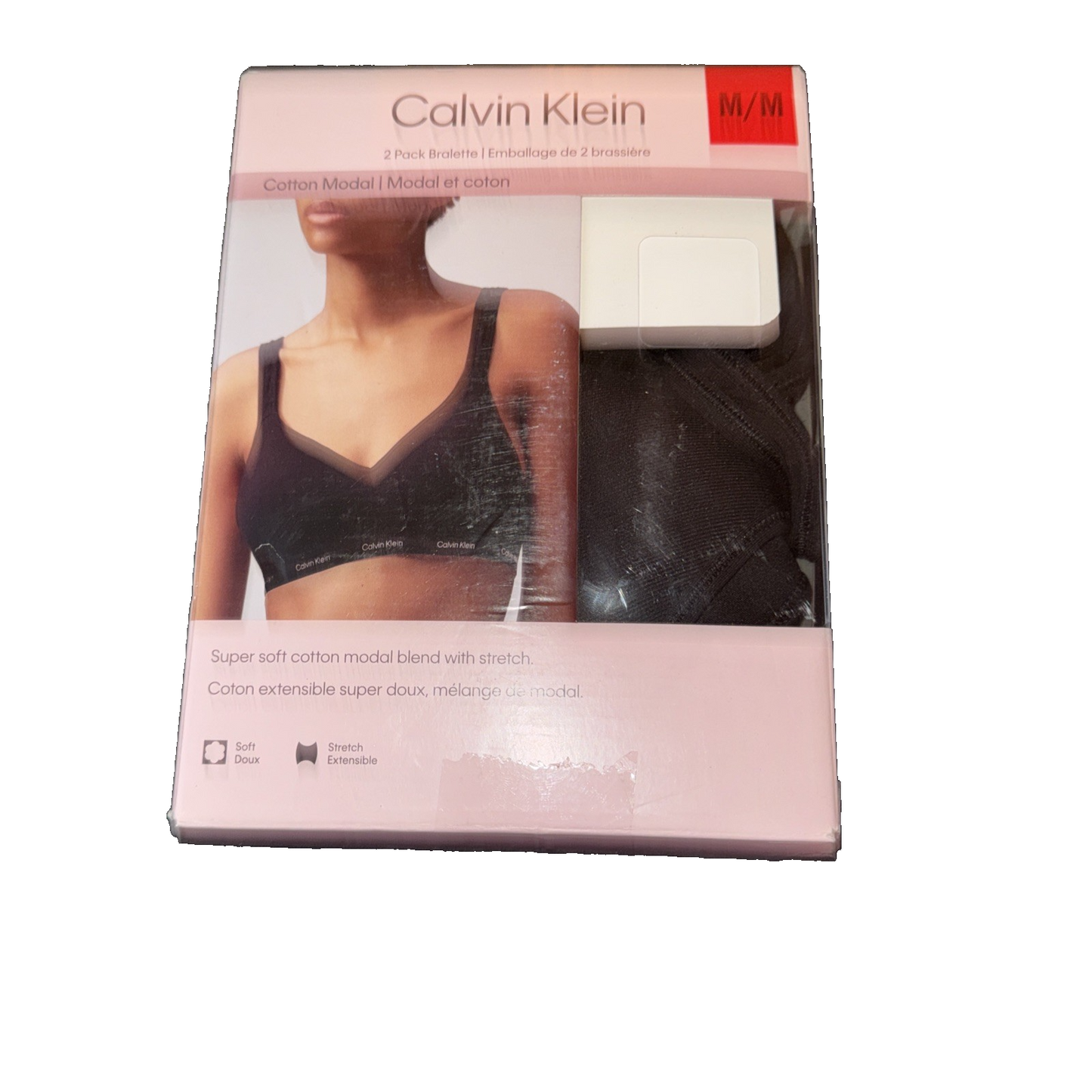 Calvin Klein 2 Pack Bralette Cotton Model Black Size Medium