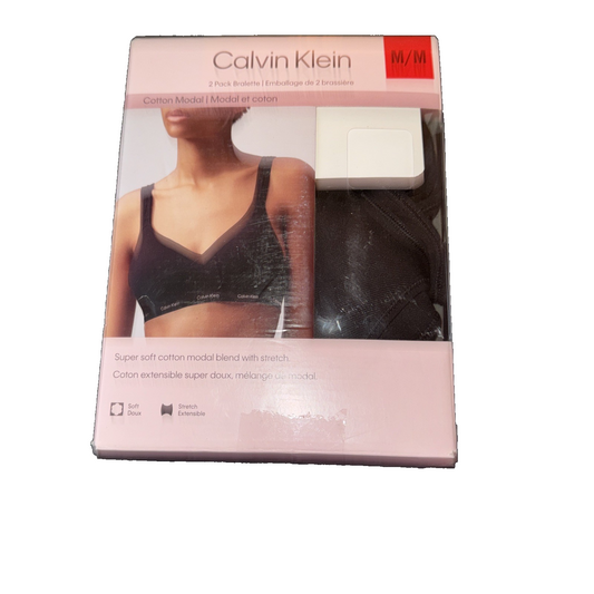 Calvin Klein 2 Pack Bralette Cotton Model Black Size Medium