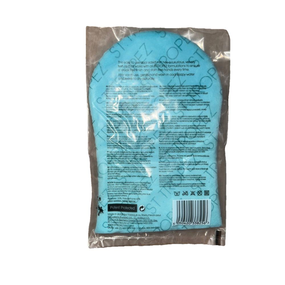 Dual Sided Luxe Applicator Mitt, ST. Tropez – a bag of blue powder