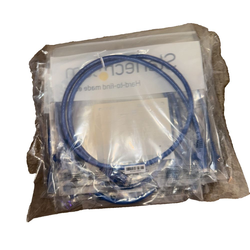 StarTech 3ft CAT6 Ethernet Cable - Blue CAT 6 Gigabit Ethernet Wire 10 Pack – a blue cable in a plastic bag