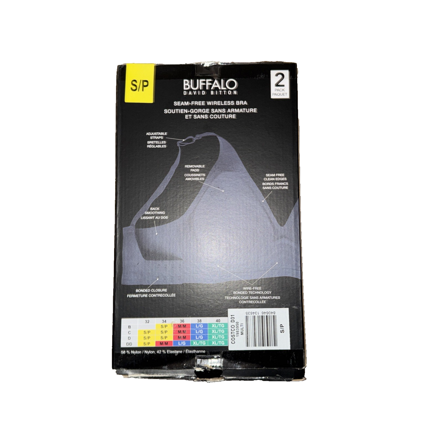 Buffalo David Bitton Wire Free Bra 2 Pack Colors White And Black Size Small