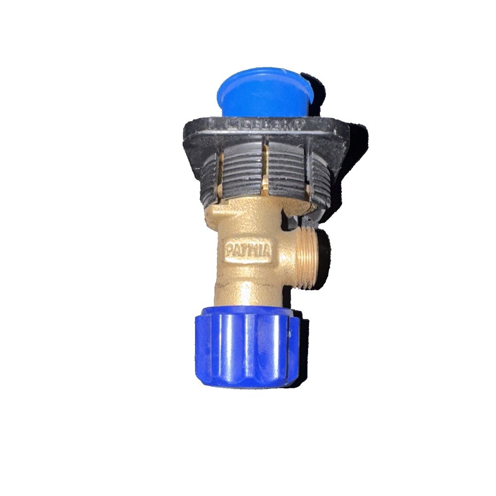 Stop valve 240.269.00.1 – Geberit – a brass valve with blue plastic cap