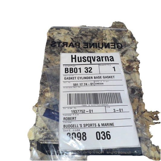 OEM Husqvarna 545 Mark II, 550 XP Mark II Gasket Cylinder Base Gasket – a bag of chicken with a label on it