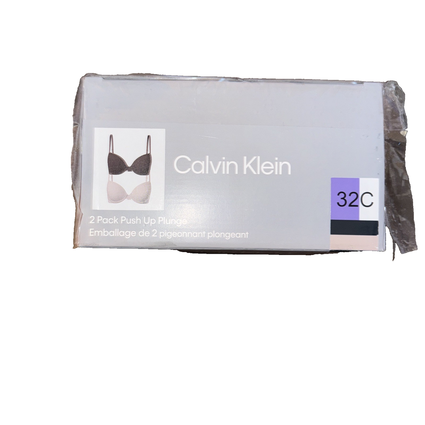 Calvin Klein 2-Pack Push Up Plunge Bra Black and Beige Size 32C
