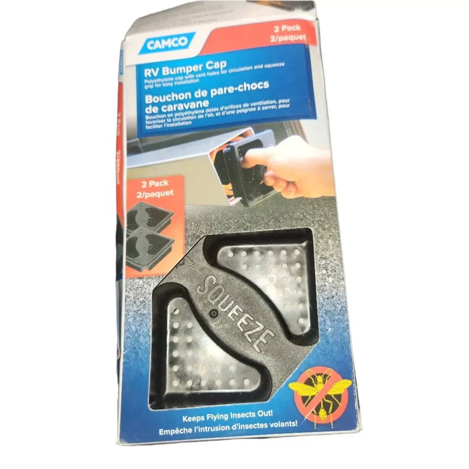 Camco RV Bumper Cap with Squeeze Grip and Vent Holes Durable and Easy to Install – a black and white card holder with a black card holder