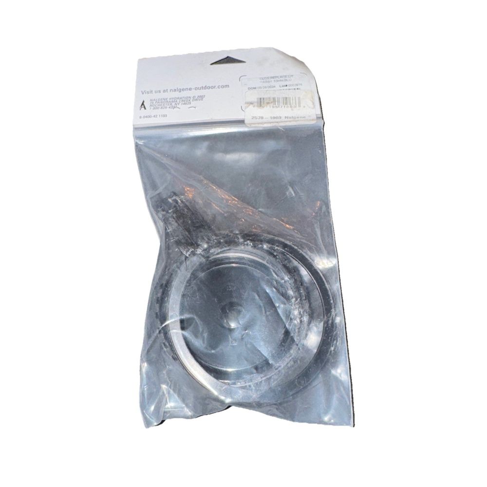 Nalgene 32oz Wide Mouth Water Bottle Cap Replacement Black Loop Top – a plastic bag with a small plastic cup inside