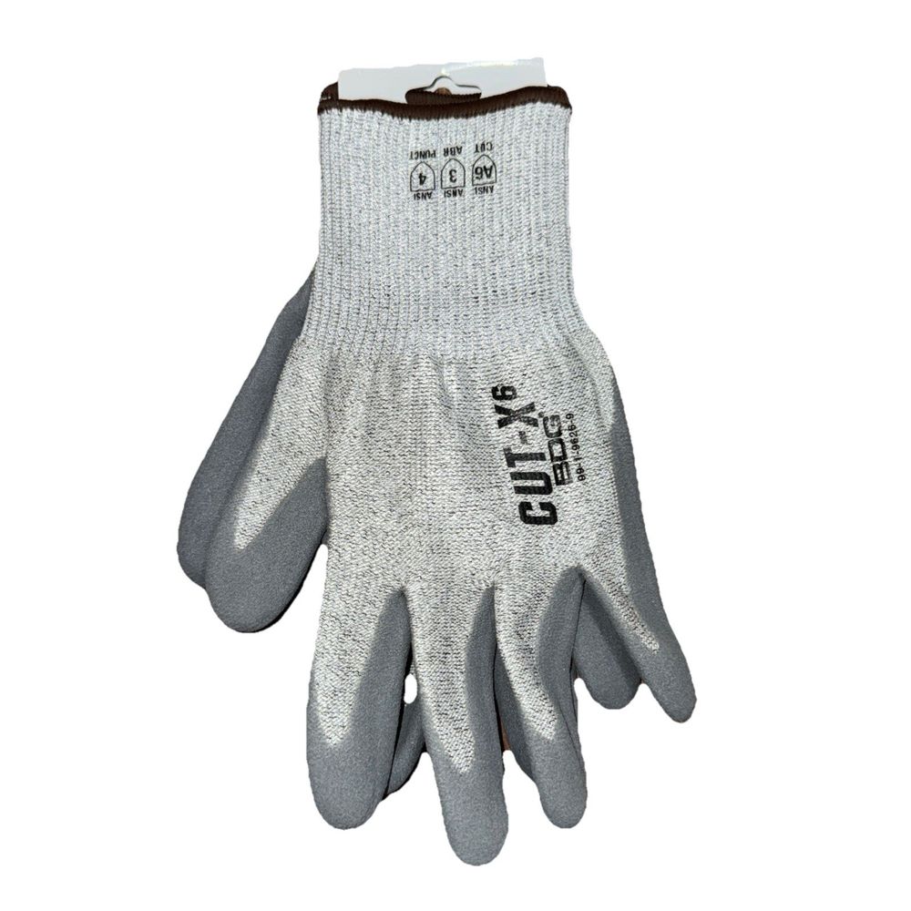 Wurth Nitrile Coated Cut Resistant Gloves A6 Size 9, BDG – a pair of gray gloves with white and black logo