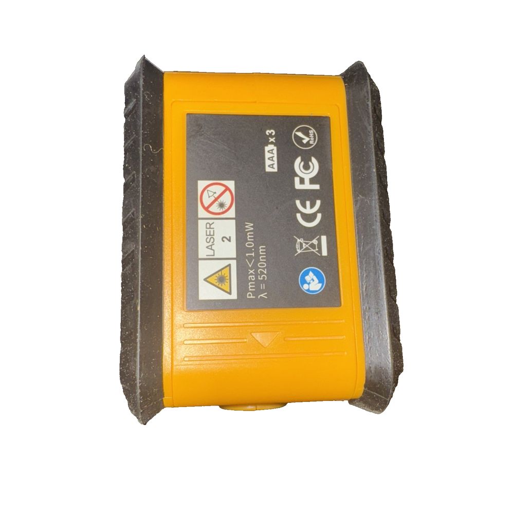 Mcro XRX010-L Self Leveling laser – a yellow battery with a black and white label
