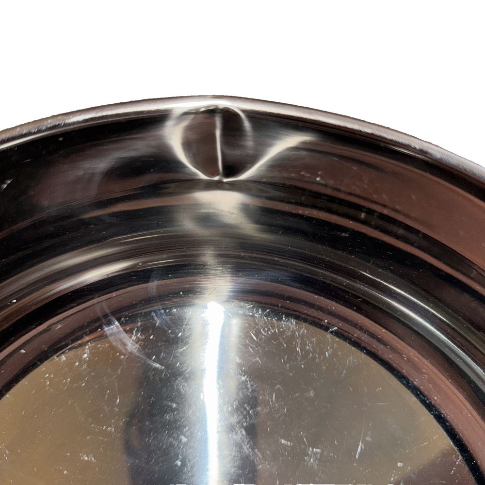 Stainless Steel Pan with Metal Handles, Unbranded – a close up of a metal bowl with a white background