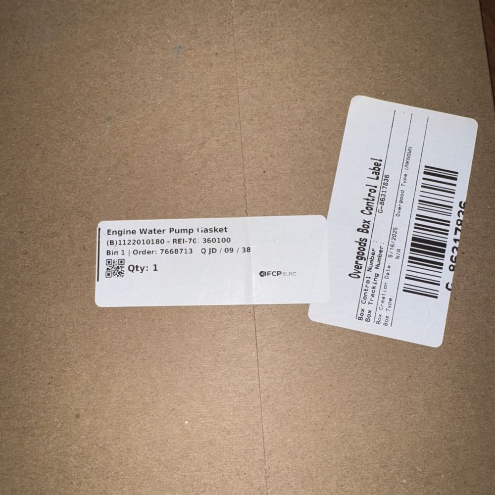 Mercedes Water Pump Gasket - 1122010180, FCP – a brown cardboard box with a white label on it