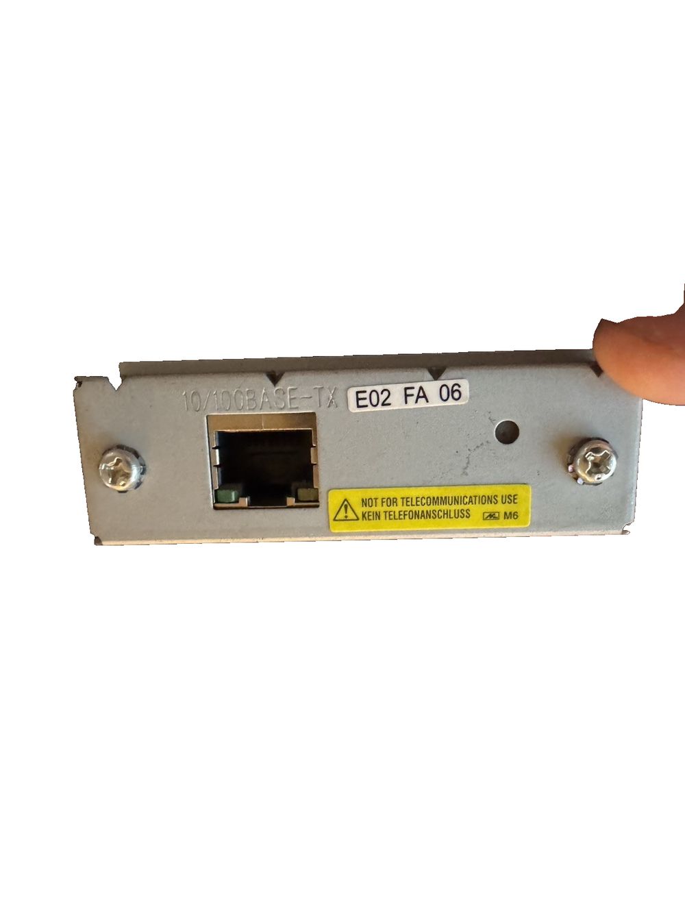 Epson M155B Ub-e02 Ethernet Interface Card for Receipt Printer – a hand holding a metal device with a white background