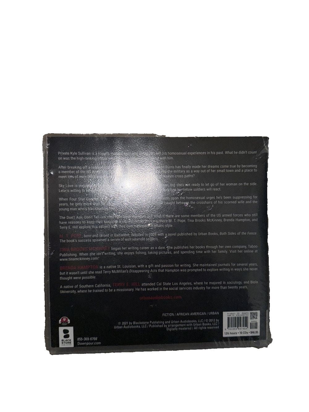 Don't Ask, Don't Tell Audio Book, DaveyDooDeals – the back of a black box with a white background