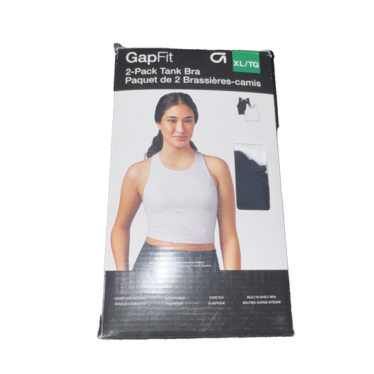 GAP Fit 2-Pack Tank Bra White/Black Pair Extra Large Size