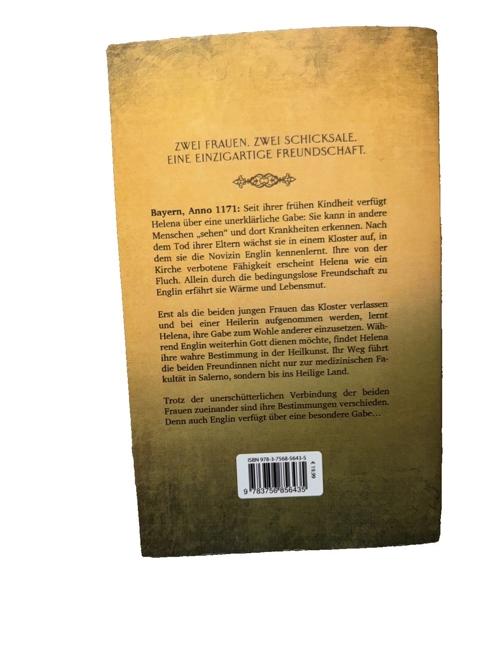 Das Elixier des Himmels, DaveyDooDeals – the back cover of the book, with a yellow background