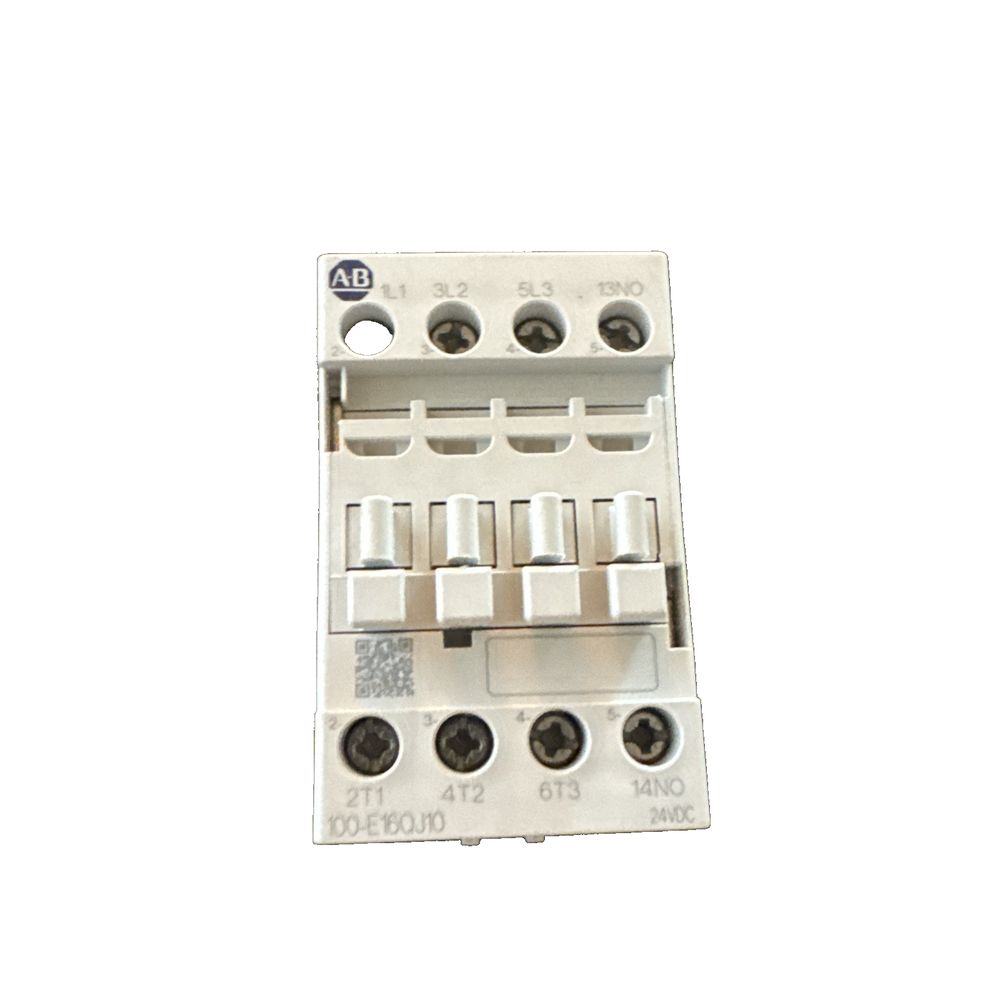 Allen-Bradley 100-E16QJ10 – a silver metal latch with four screws