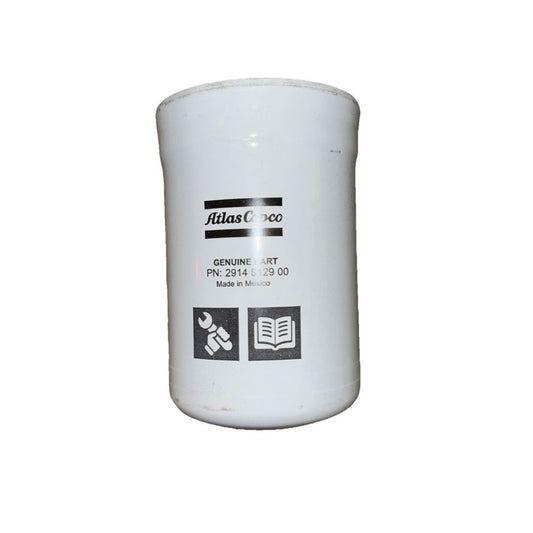 Atlas Copco Oil Filter 2914 5129 00 Genuine OEM Part – Made in Mexico, DaveyDooDeals – a white oil filter with a black and white label