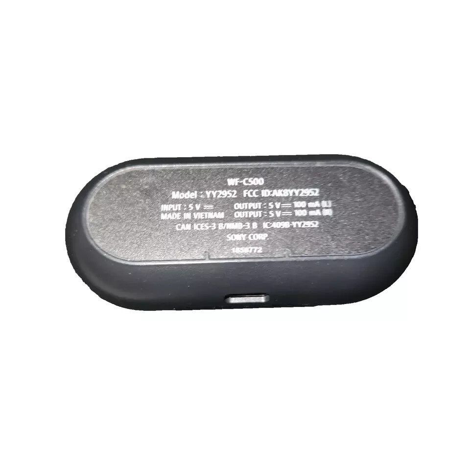SONY WFC500/B Bluetooth Wireless Headphones - No Packaging - High Quality Sound, – a black plastic pill pill with a white background