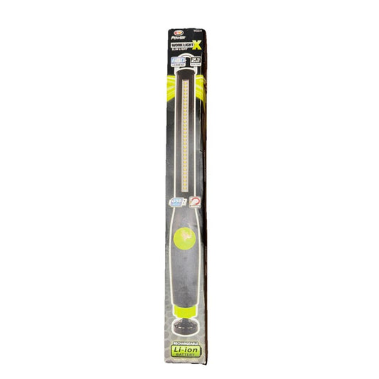 600+LM Li-Ion Slim Work Light, Power – a tennis racket with a yellow ball