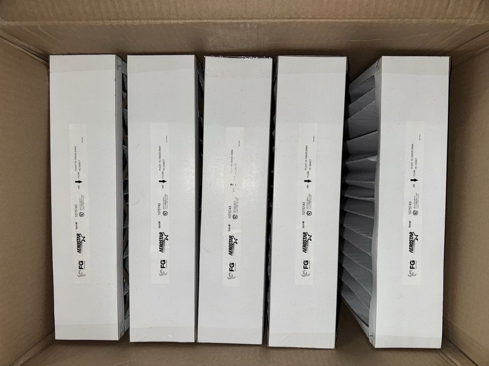 Aerostar Air Filters Pleat 15-7/8x20-3/4x4 (5 Pack) - Premium Quality – a box of white boxes with black and white labels