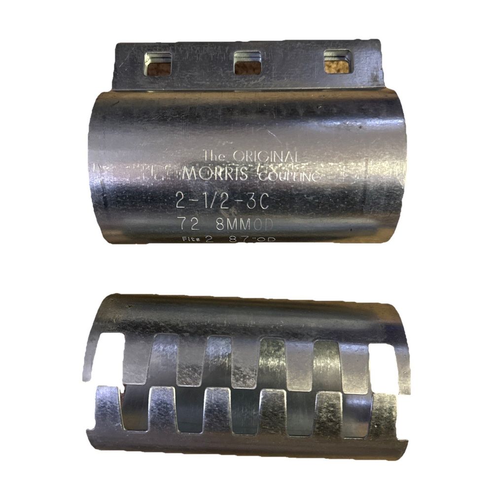 The Original Morris Coupling 2-1/2-3C – a pair of two metal parts