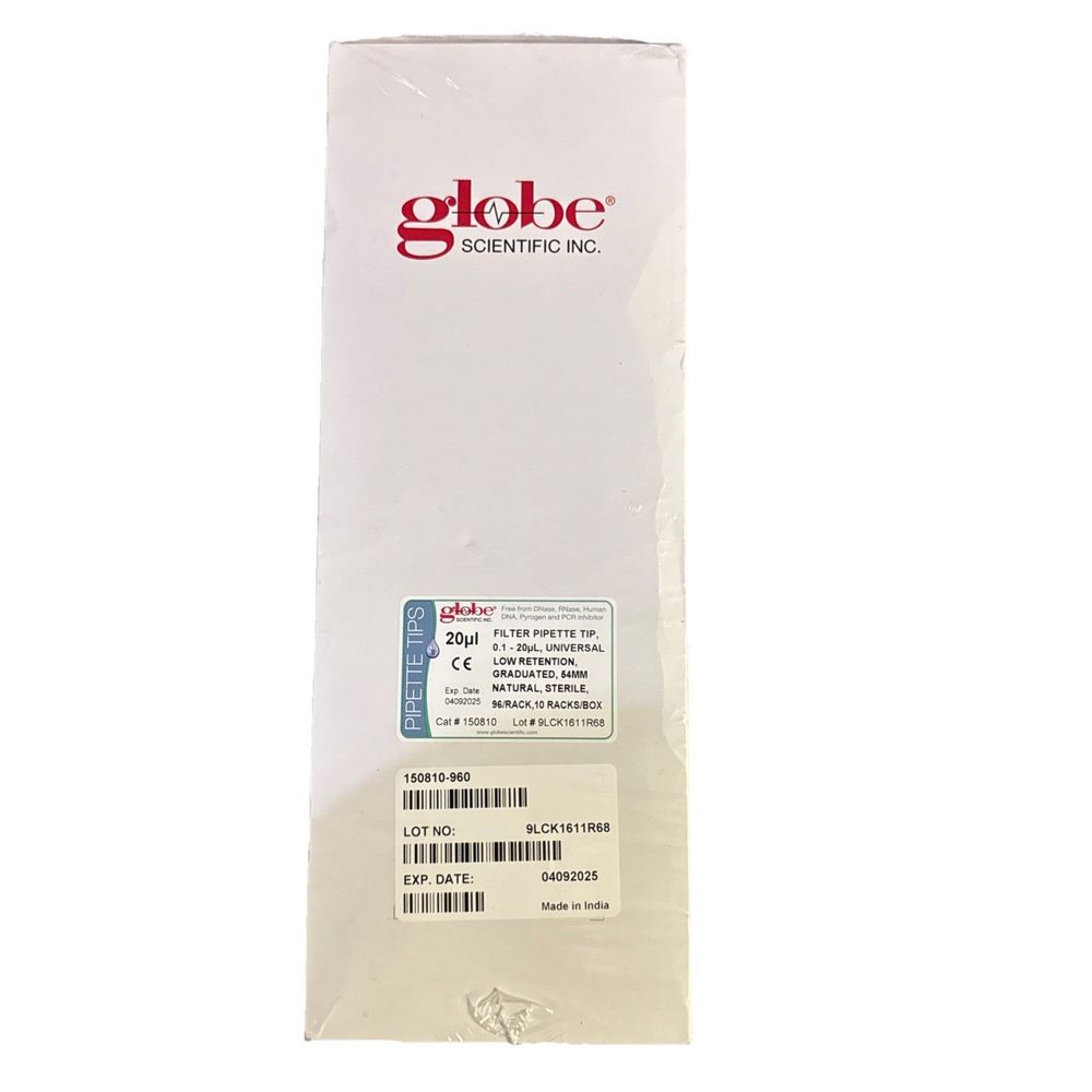 Globe Scientific 150810 - Sterile 20µL Filter Pipette Tips EXP Date 04-09-2025 – goc scientific g - 100 - 1 - 1 / 2 - 1 / 2 - 1 /